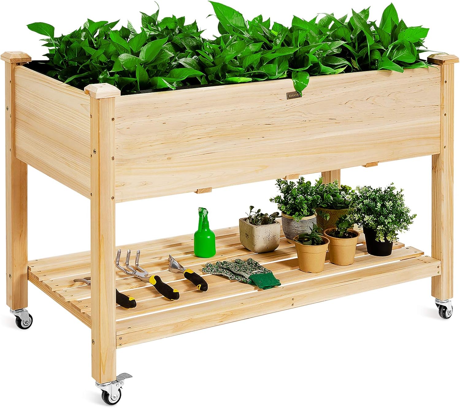 Raised Garden Bed - Canteiro Elevado de Madeira com Rodas